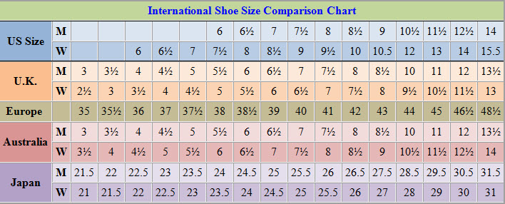 Evakuering Sørge over Ondartet Moccasin Size Guide and International Shoe Size Chart